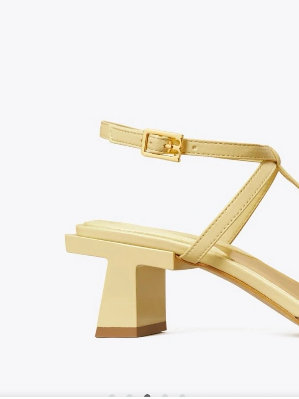 Tory Burch Block T strappy sandals in butter yellow with PVC straps, 9.5. EUC.